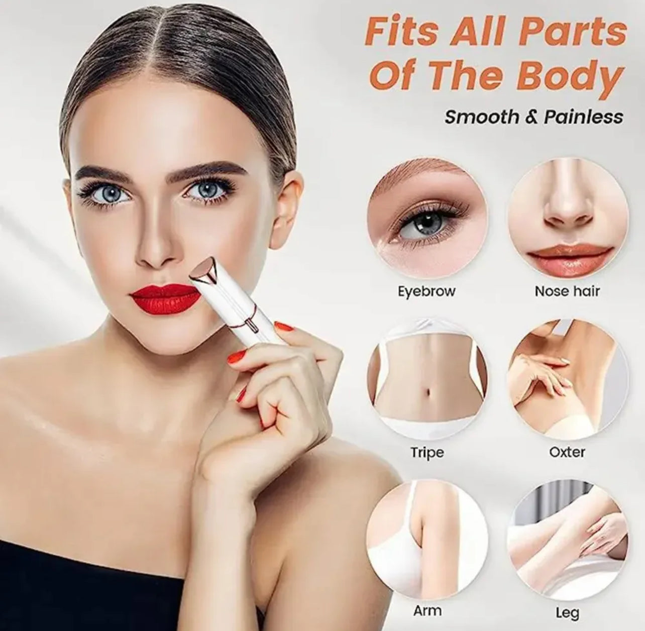 Rechargeable Painless Facial Hair Remover for Women | USB Electric Shaver with LED Light | Lipstick-Shaped Portable Eyebrow, Lip, Chin & Upper Lip Trimmer | Original Finishing Touch Flawless Hair Removal | Imported & Original for Girls & Ladies