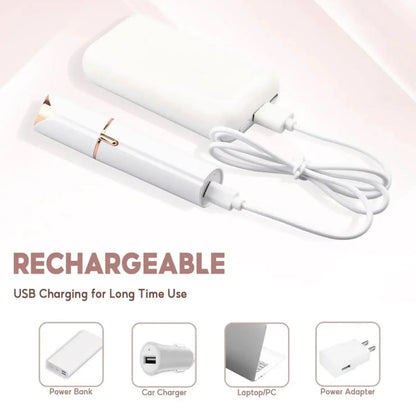 Rechargeable Painless Facial Hair Remover for Women | USB Electric Shaver with LED Light | Lipstick-Shaped Portable Eyebrow, Lip, Chin & Upper Lip Trimmer | Original Finishing Touch Flawless Hair Removal | Imported & Original for Girls & Ladies